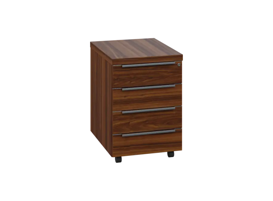 SIKZ - 01 kontejner pojízdný, 4-zásuvkový, deska 18 mm, zámek na první zásuvce, ořech královský